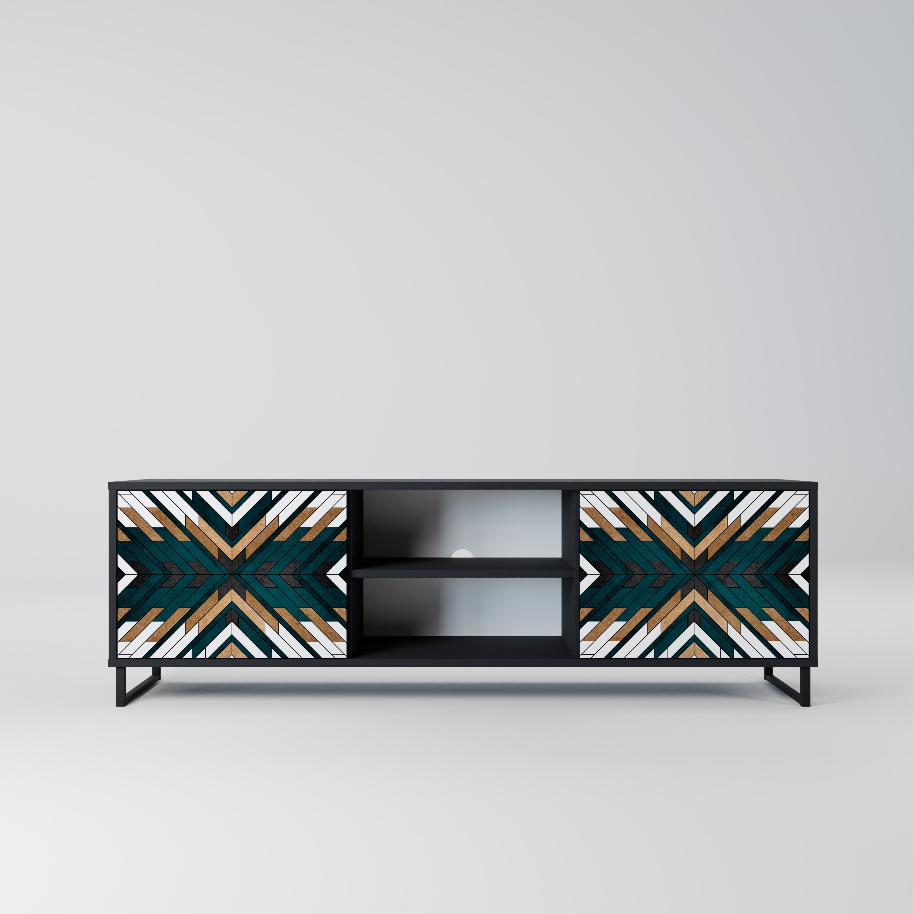 ARTISTIC GEOMETRY 2-dörrars TV-bänk i svart finish