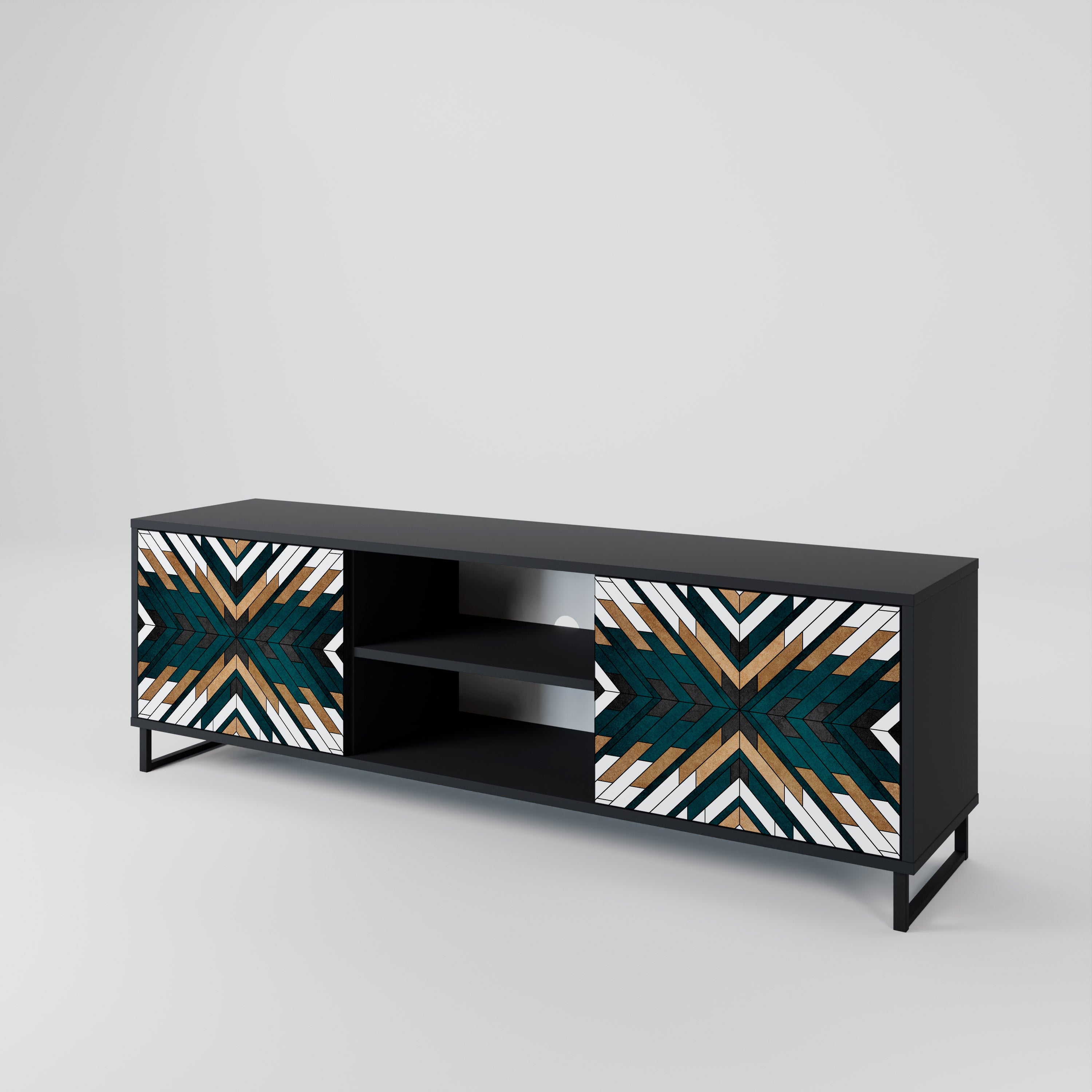 ARTISTIC GEOMETRY 2-dörrars TV-bänk i svart finish