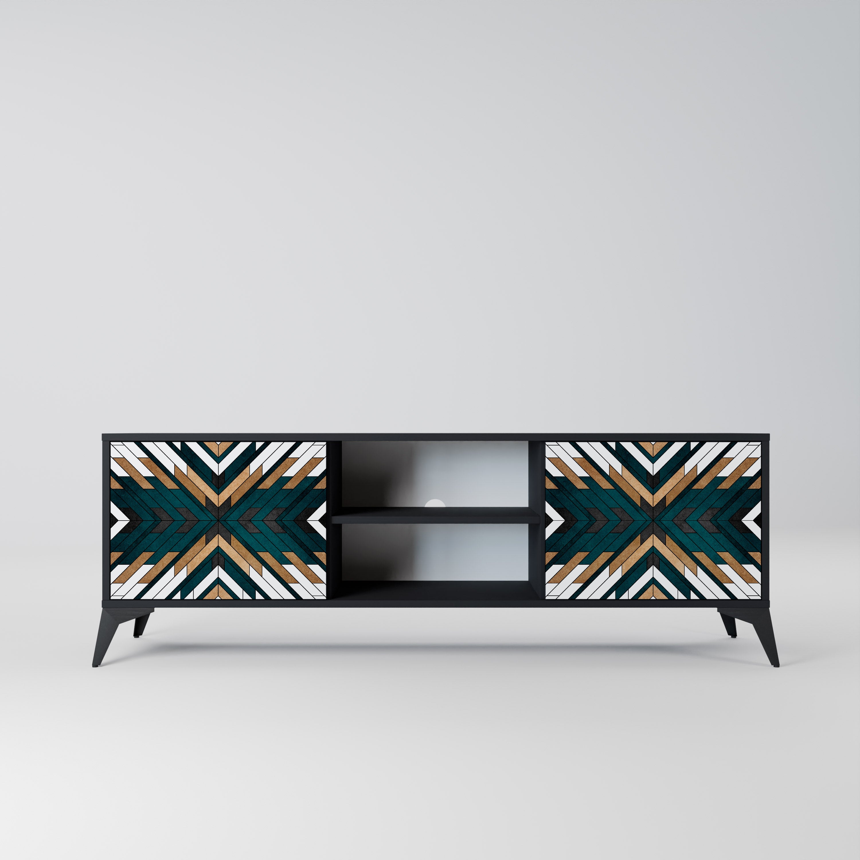 ARTISTIC GEOMETRY 2-dörrars TV-bänk i svart finish