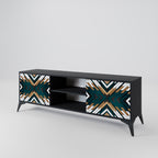 ARTISTIC GEOMETRY 2-Door TV Stand in Black Finish