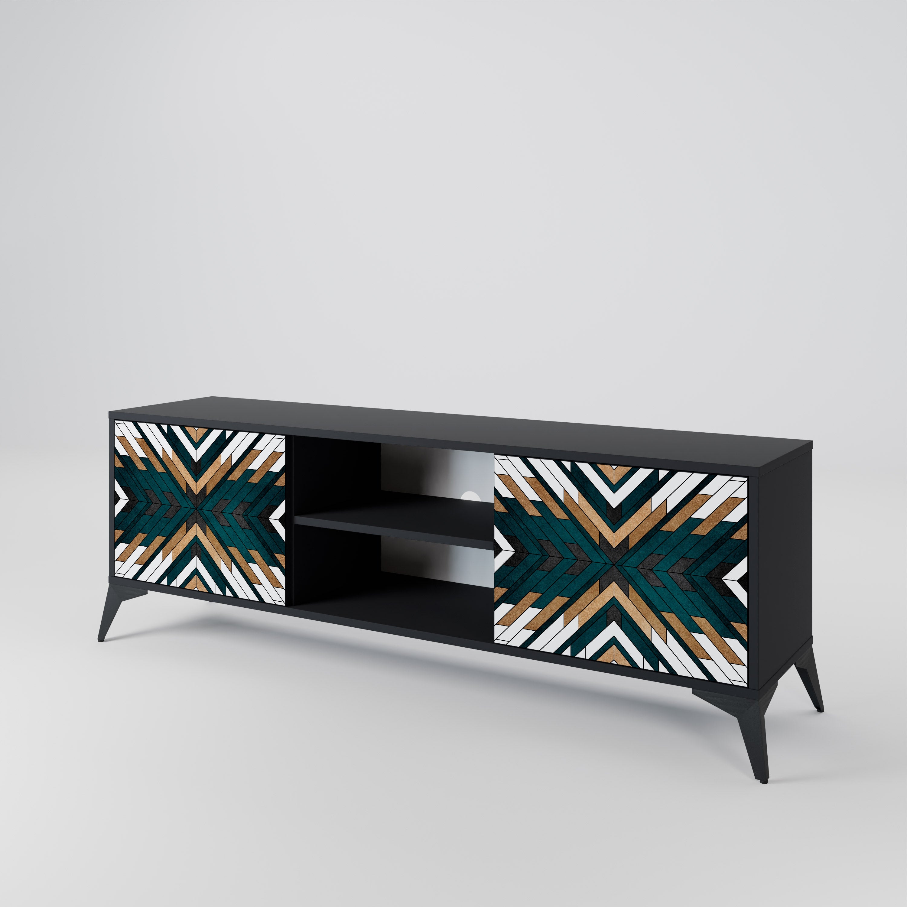 ARTISTIC GEOMETRY 2-dörrars TV-bänk i svart finish