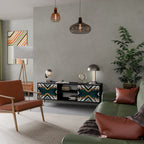 ARTISTIC GEOMETRY 2-Door TV Stand in Black Finish