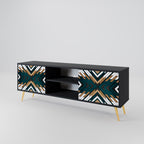 ARTISTIC GEOMETRY 2-Door TV Stand in Black Finish