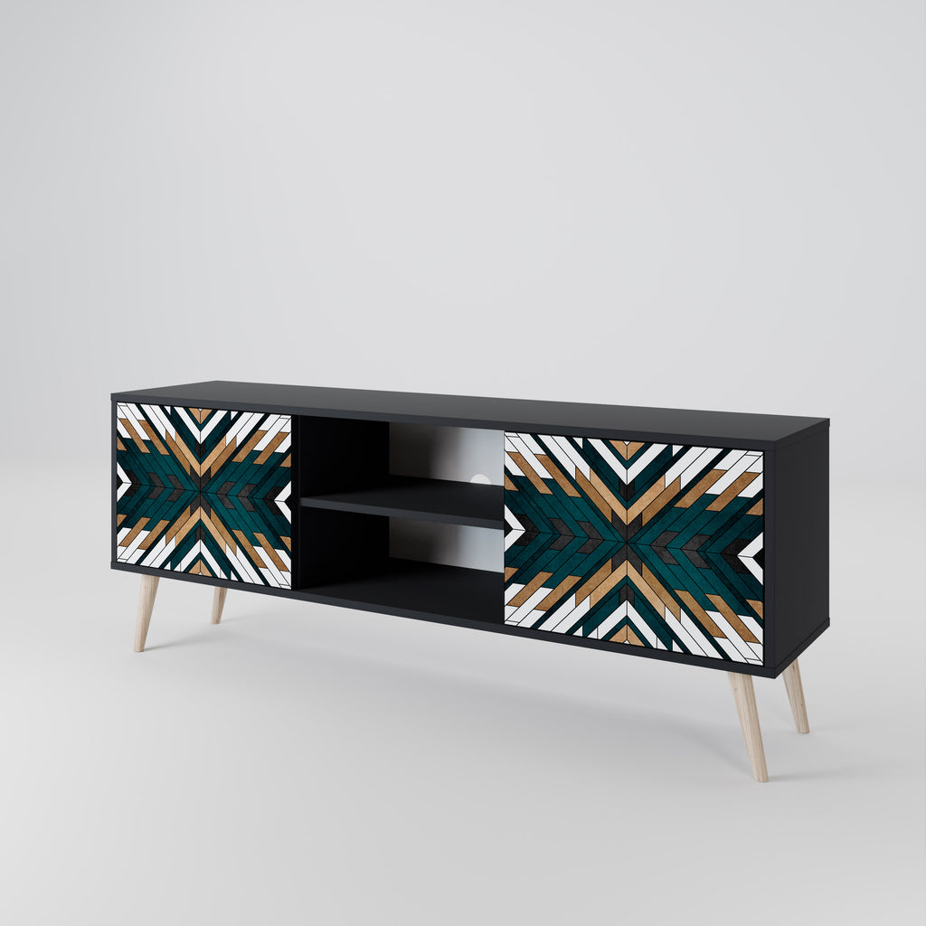 ARTISTIC GEOMETRY 2-dörrars TV-bänk i svart finish