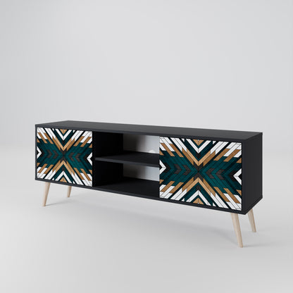 ARTISTIC GEOMETRY 2-Door TV Stand in Black Finish