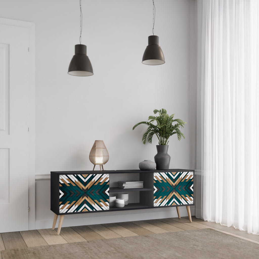 ARTISTIC GEOMETRY 2-dörrars TV-bänk i svart finish