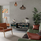 ARTISTIC GEOMETRY 2-Door TV Stand in Black Finish