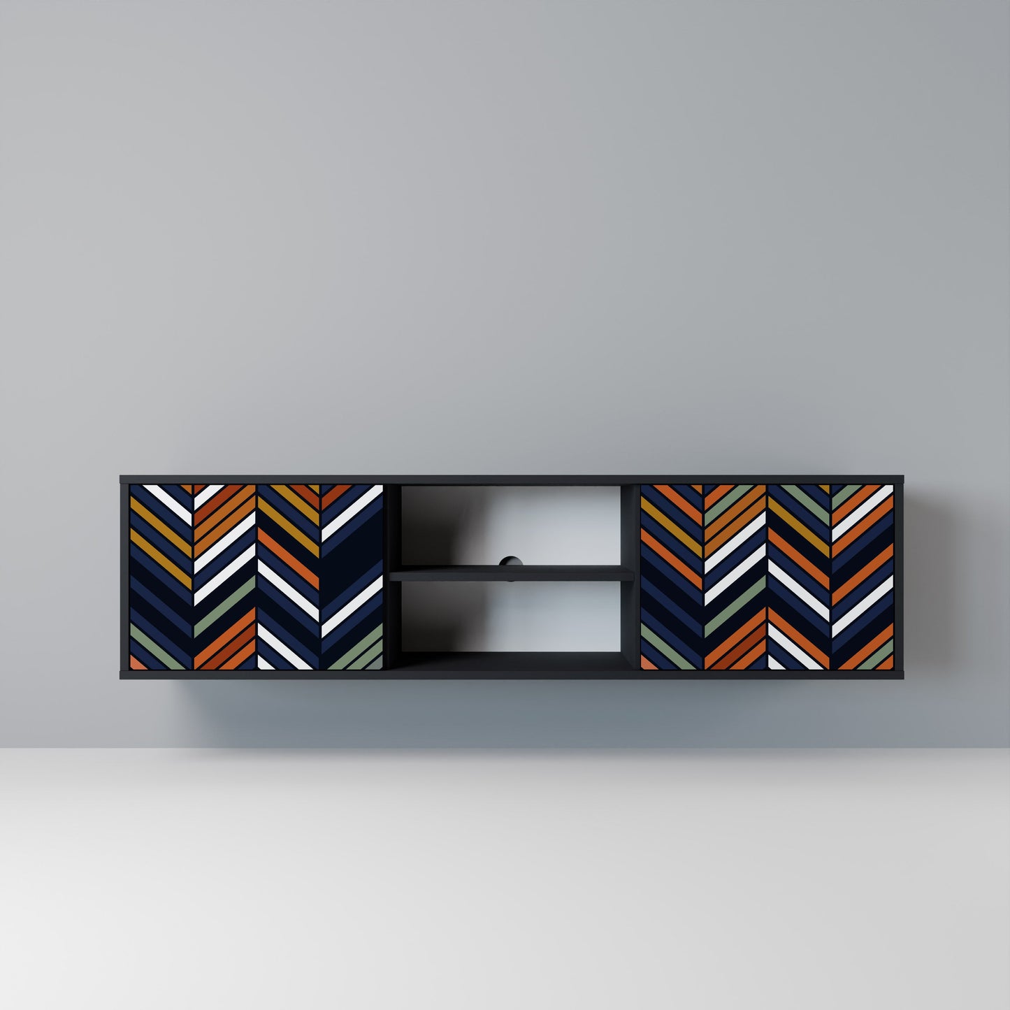 VIBRANT PATCHWORK 2-dörrars TV-ställ i svart finish