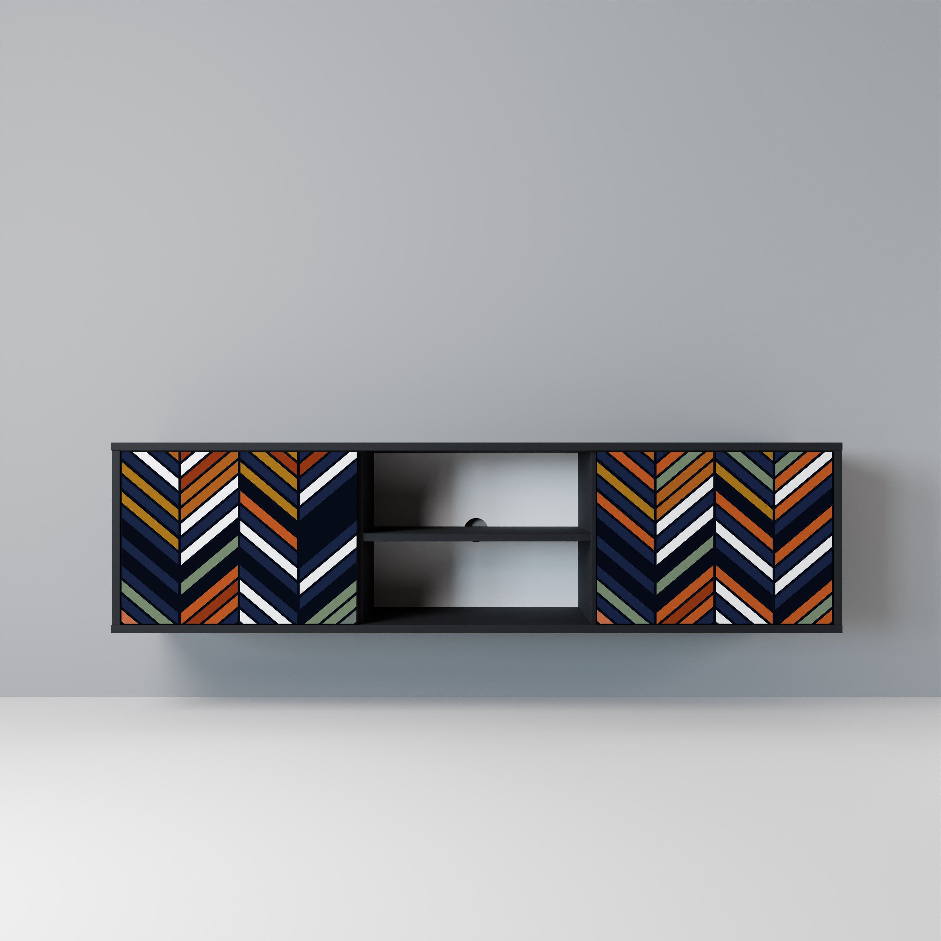 VIBRANT PATCHWORK 2-dörrars TV-ställ i svart finish