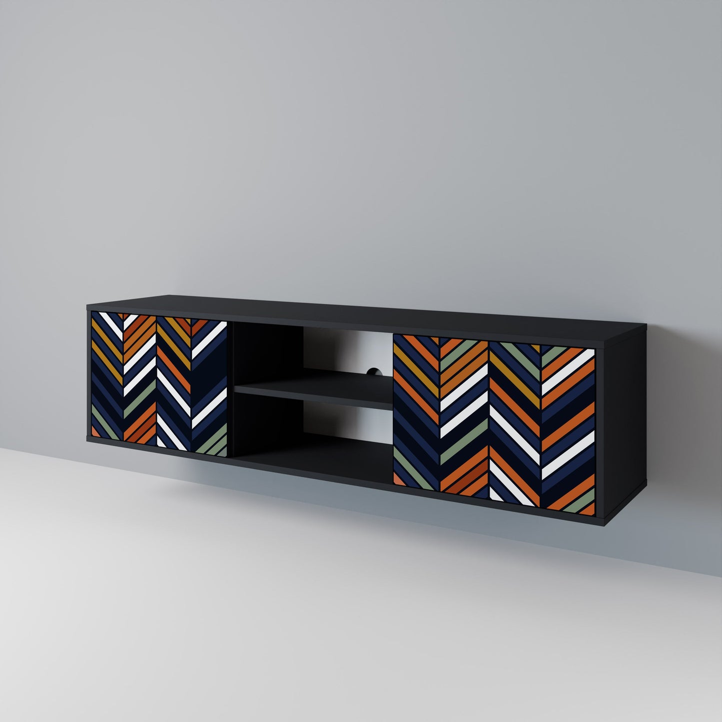 VIBRANT PATCHWORK 2-dörrars TV-ställ i svart finish