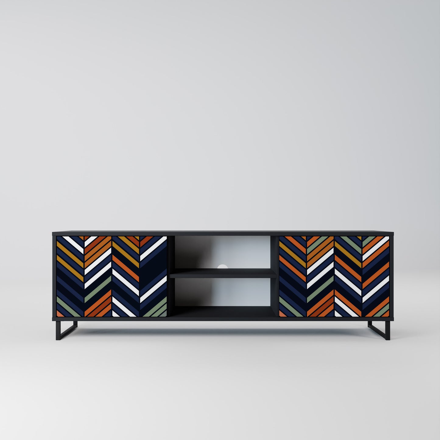VIBRANT PATCHWORK 2-dörrars TV-ställ i svart finish