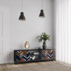 VIBRANT PATCHWORK 2-Door TV Stand in Black Finish