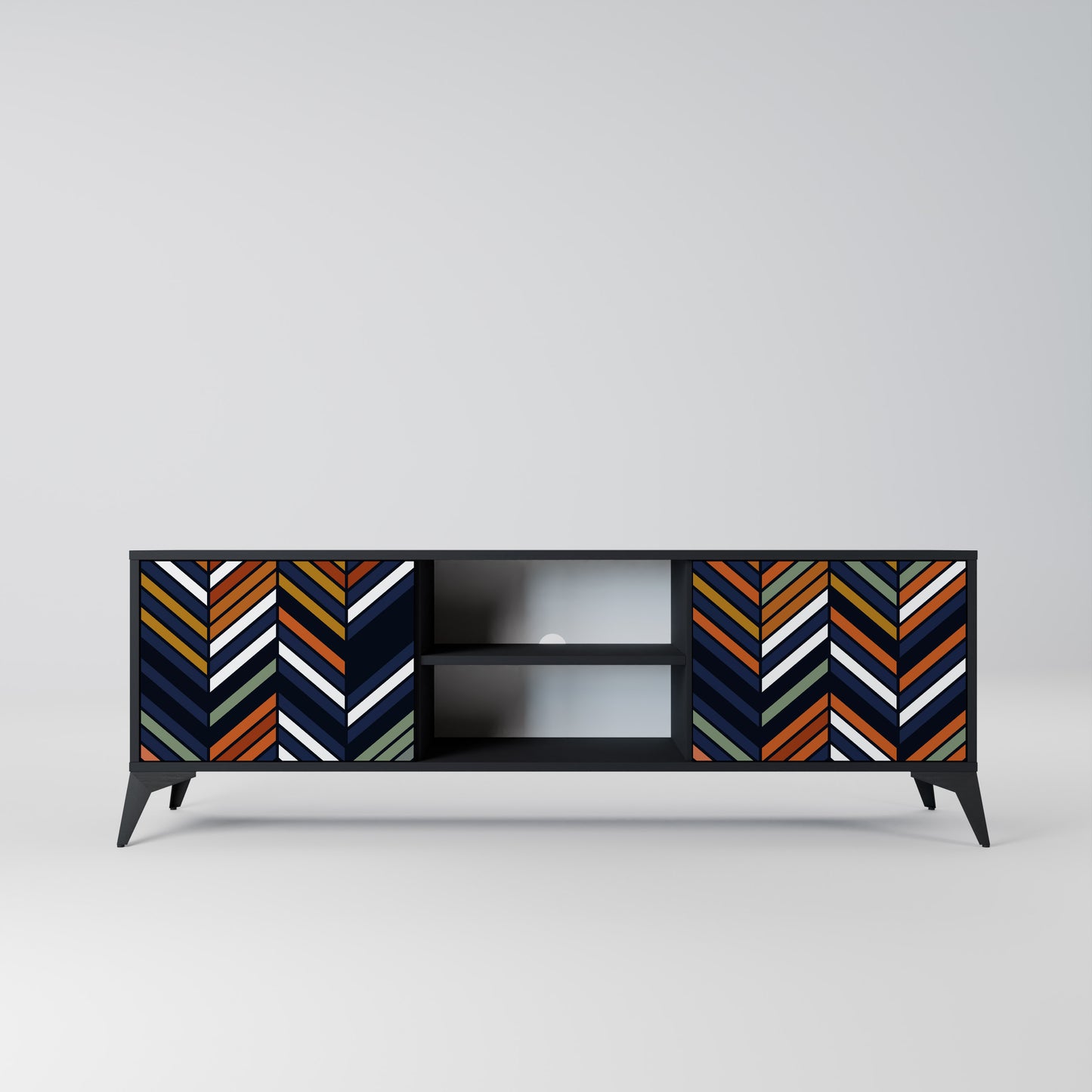 VIBRANT PATCHWORK 2-dörrars TV-ställ i svart finish