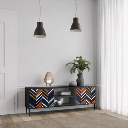 VIBRANT PATCHWORK 2-dörrars TV-ställ i svart finish
