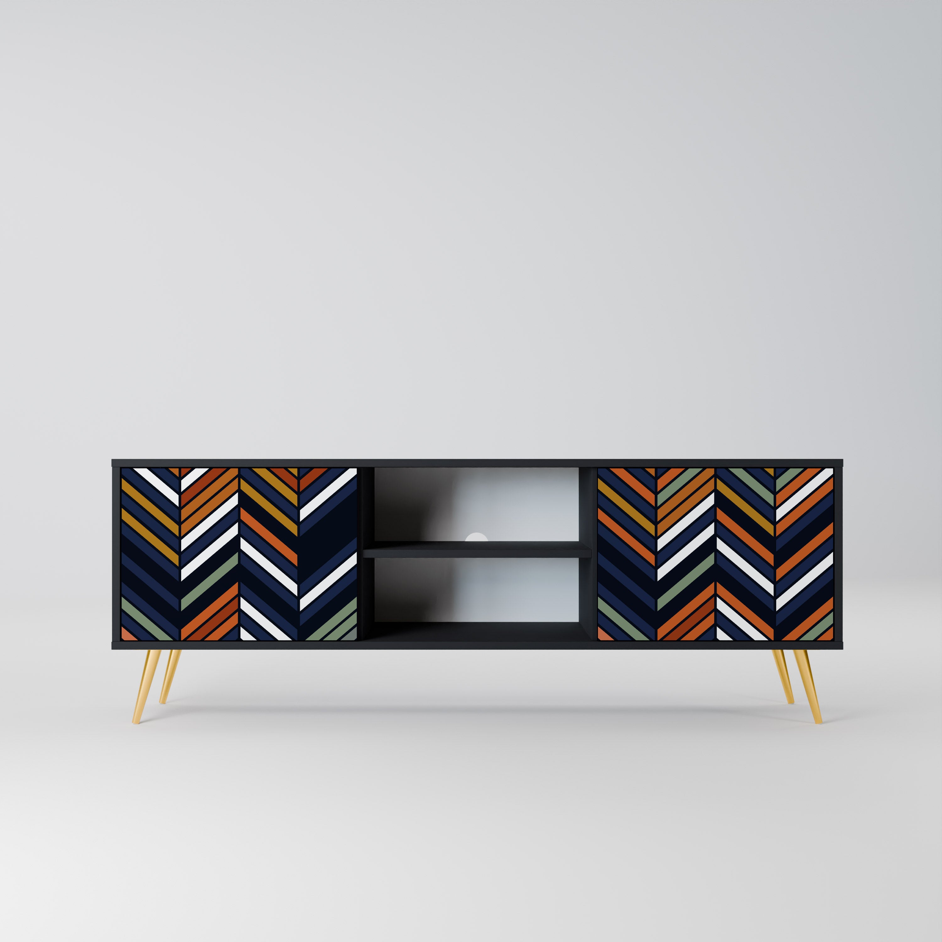 VIBRANT PATCHWORK 2-dörrars TV-ställ i svart finish