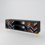VIBRANT PATCHWORK 2-Door TV Stand in Black Finish