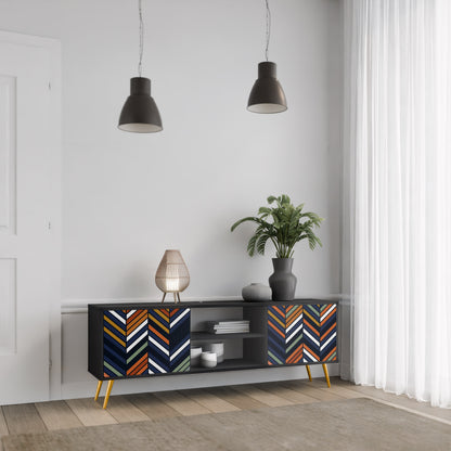 VIBRANT PATCHWORK 2-dörrars TV-ställ i svart finish