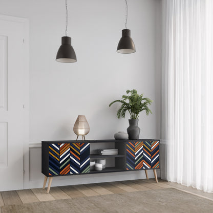 VIBRANT PATCHWORK 2-dörrars TV-ställ i svart finish