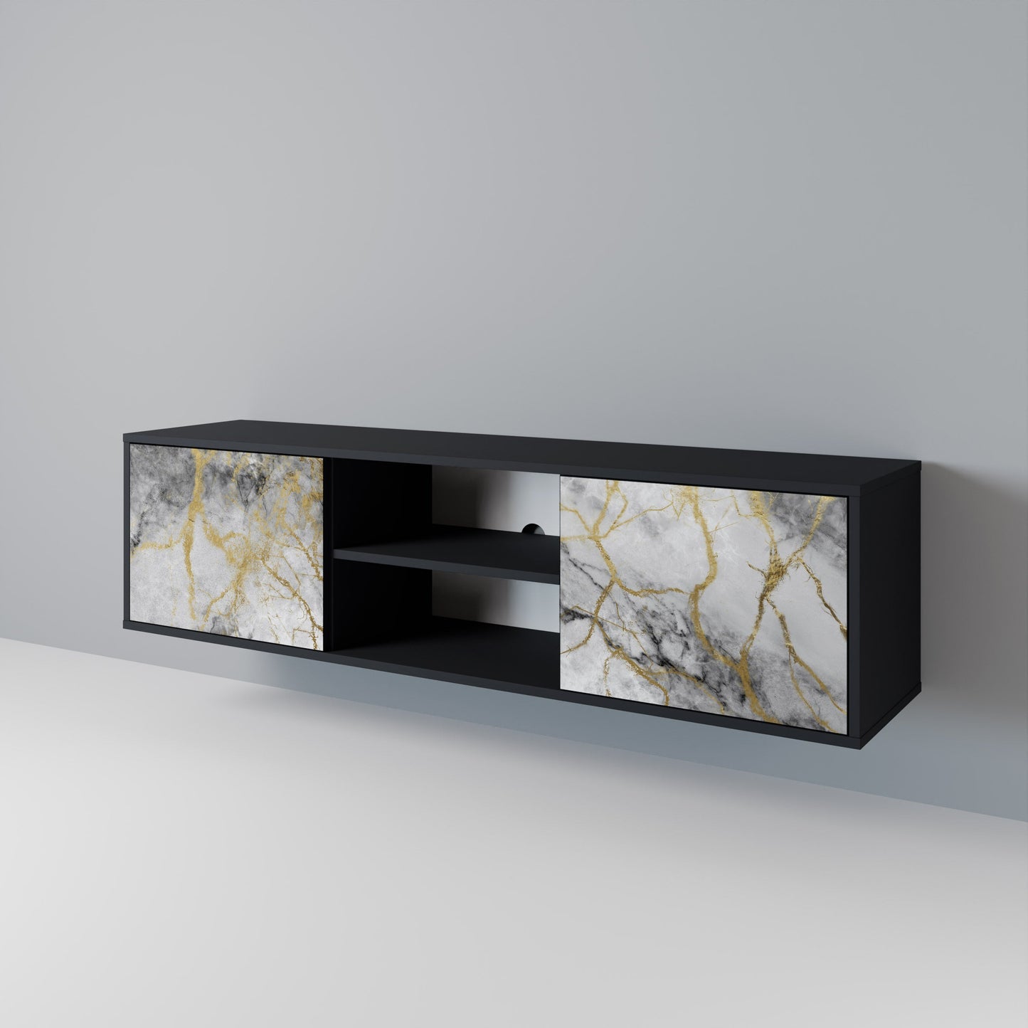 TIMELESS GLIDE 2-dörrars TV-bänk i svart finish