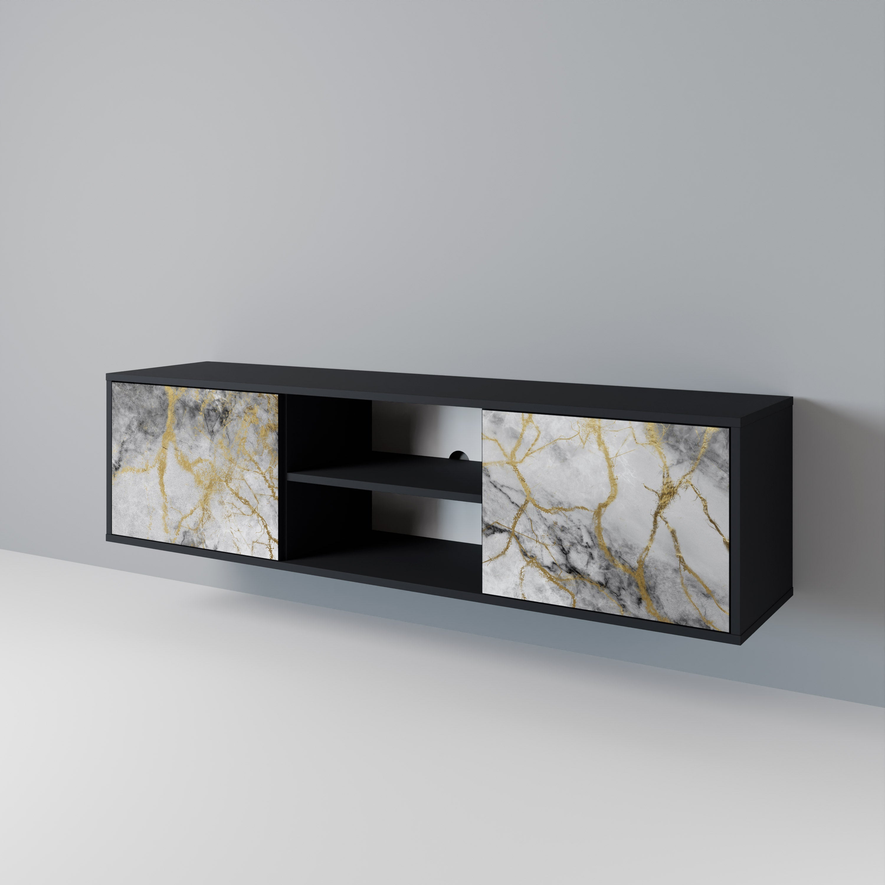 TIMELESS GLIDE 2-dörrars TV-bänk i svart finish