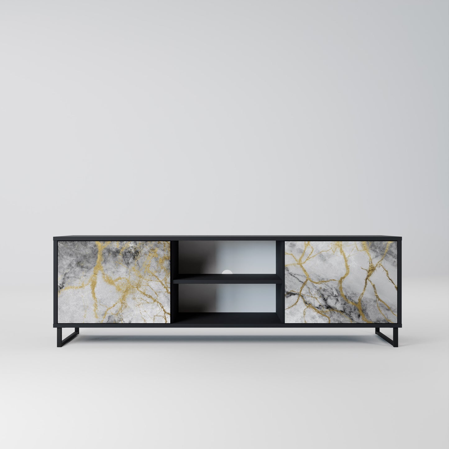 TIMELESS GLIDE 2-dörrars TV-bänk i svart finish