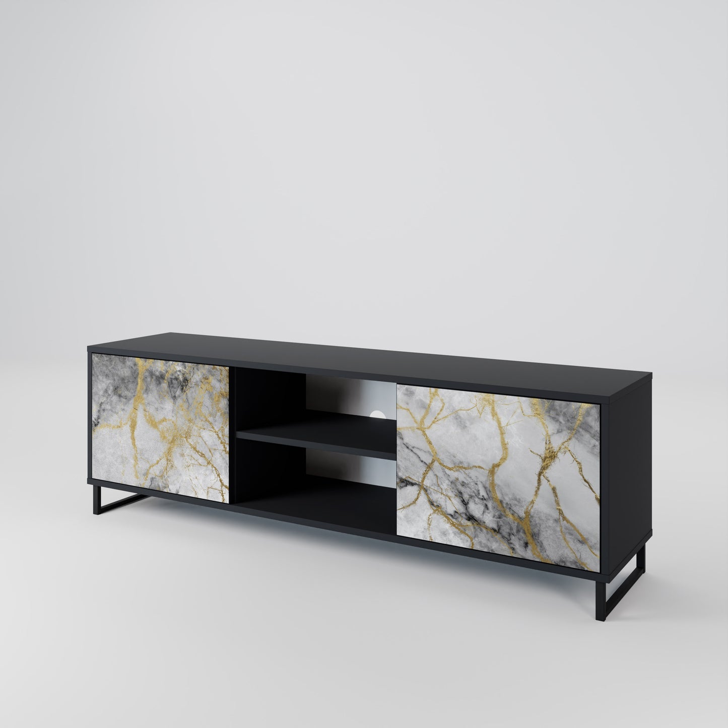 TIMELESS GLIDE 2-dörrars TV-bänk i svart finish