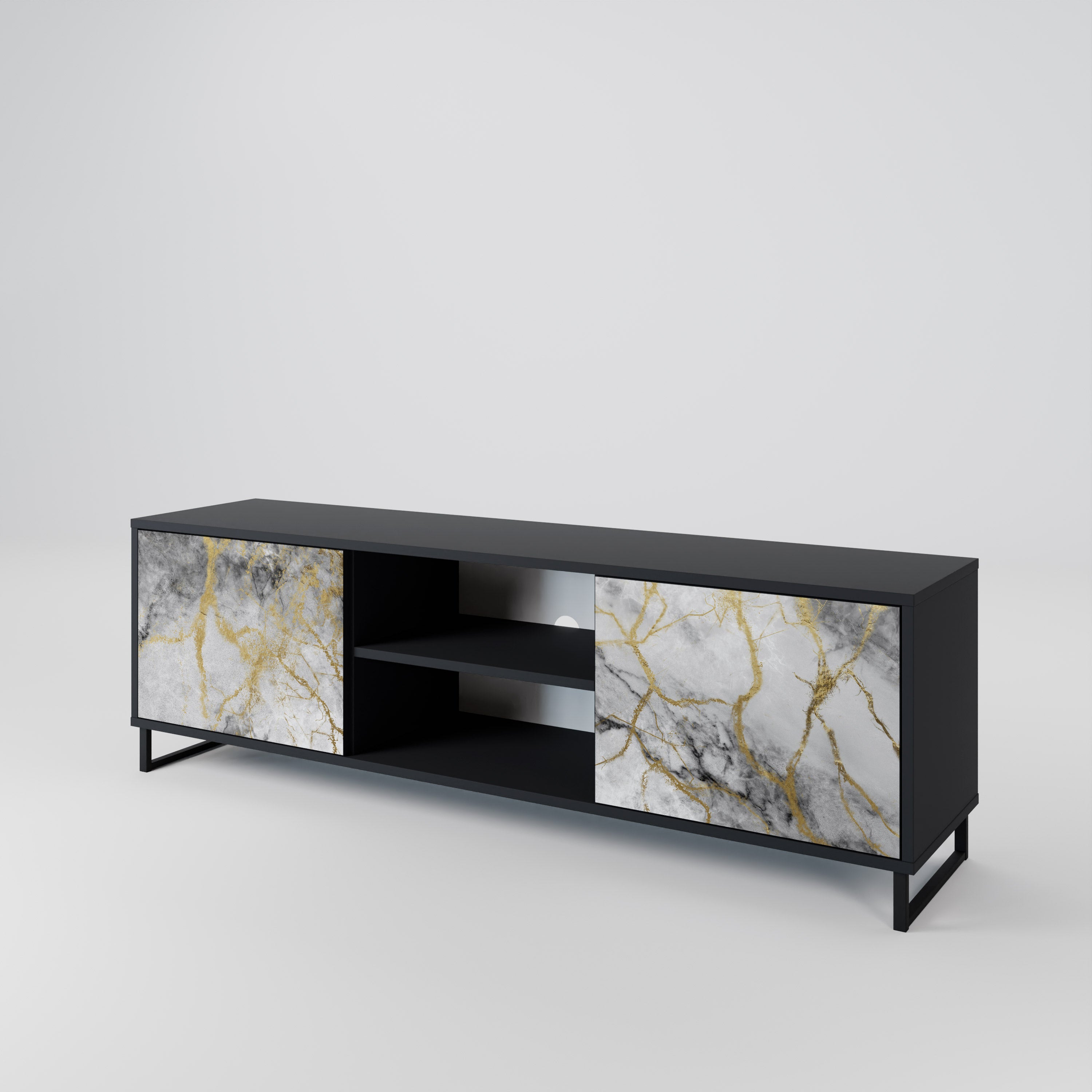 TIMELESS GLIDE 2-dörrars TV-bänk i svart finish
