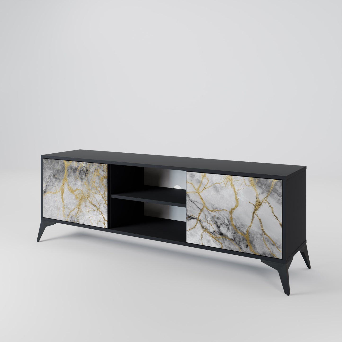 TIMELESS GLIDE 2-dörrars TV-bänk i svart finish