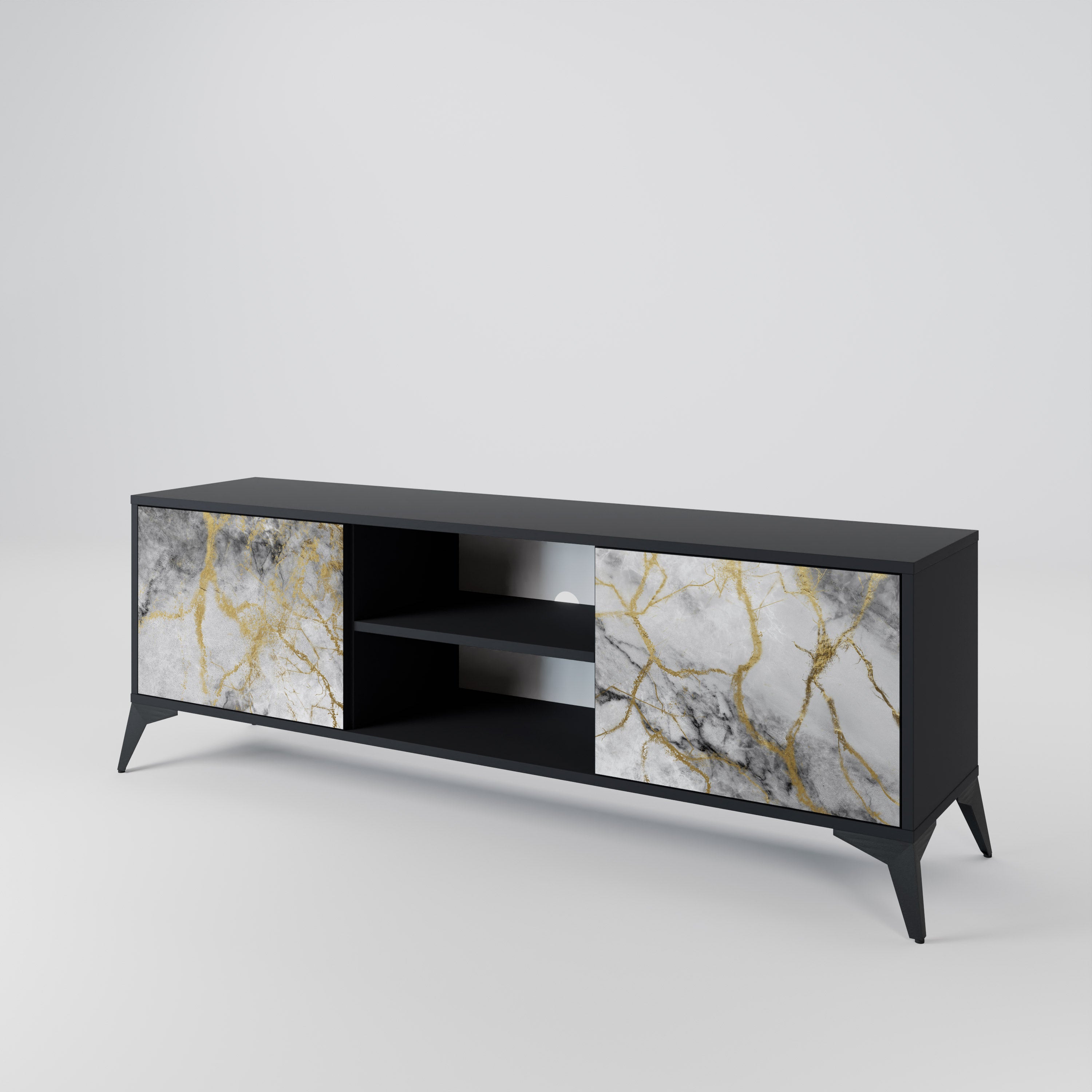 TIMELESS GLIDE 2-dörrars TV-bänk i svart finish