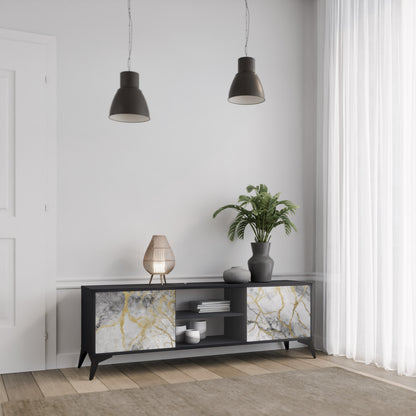 TIMELESS GLIDE 2-dörrars TV-bänk i svart finish