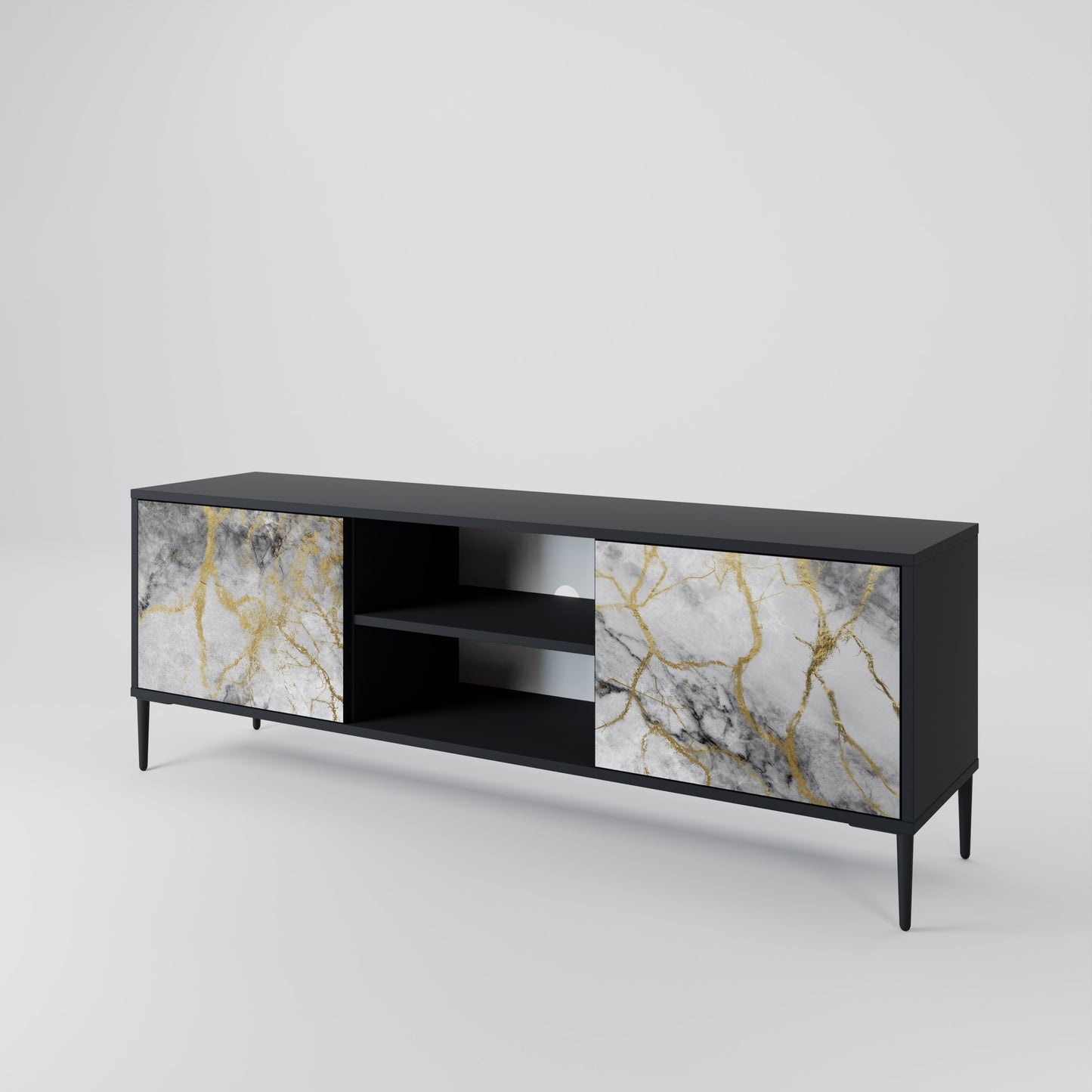 TIMELESS GLIDE 2-dörrars TV-bänk i svart finish