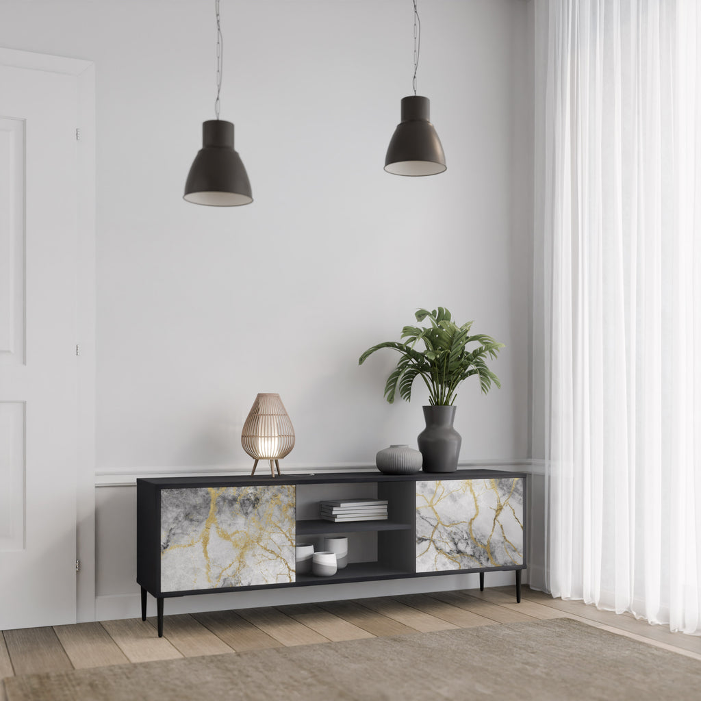 TIMELESS GLIDE 2-dörrars TV-bänk i svart finish