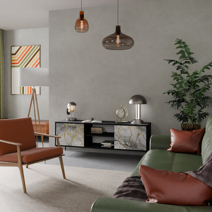 TIMELESS GLIDE 2-dörrars TV-bänk i svart finish