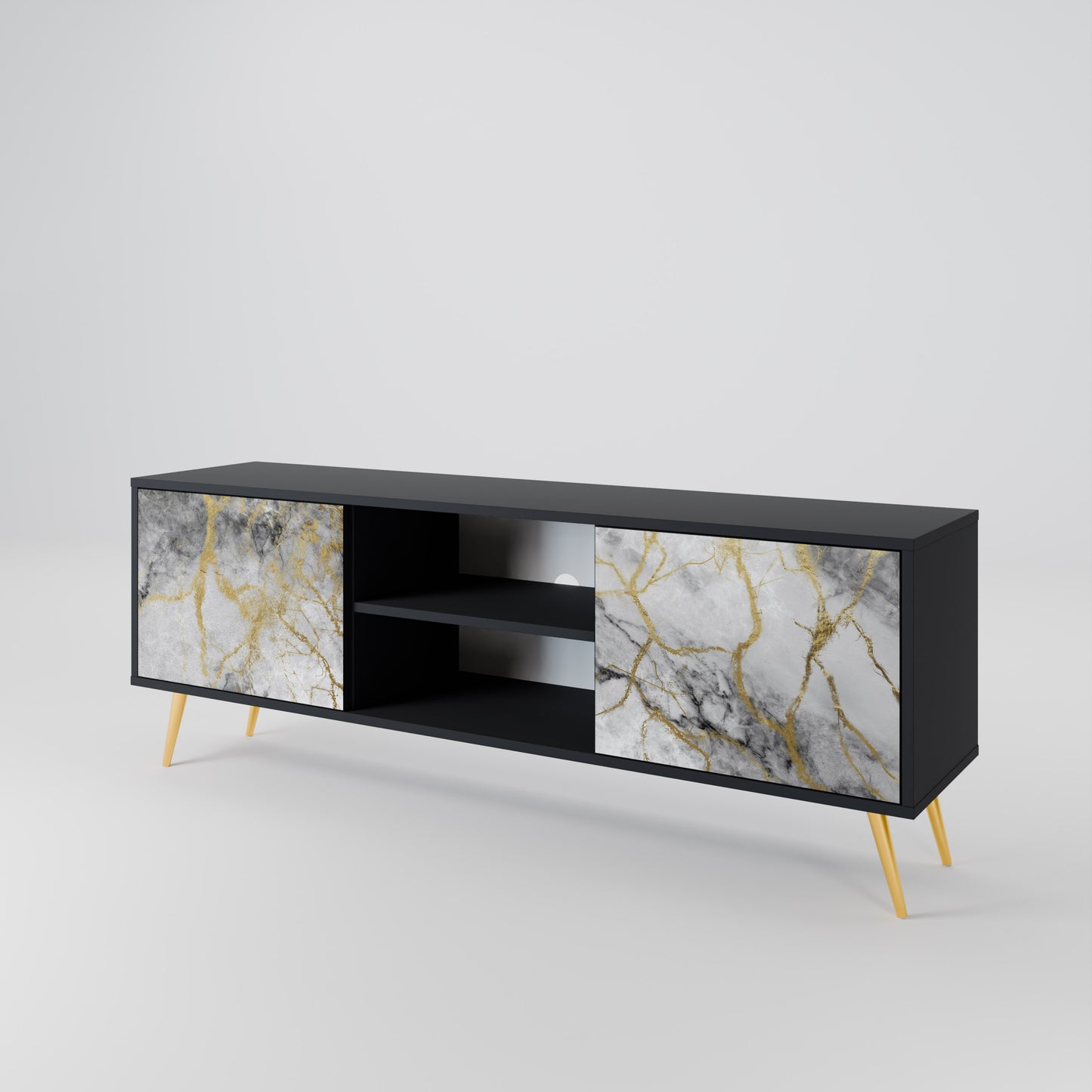 TIMELESS GLIDE 2-dörrars TV-bänk i svart finish