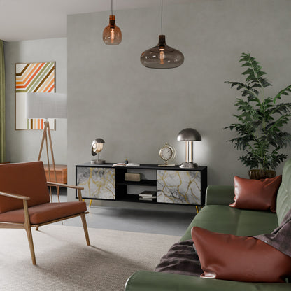 TIMELESS GLIDE 2-dörrars TV-bänk i svart finish