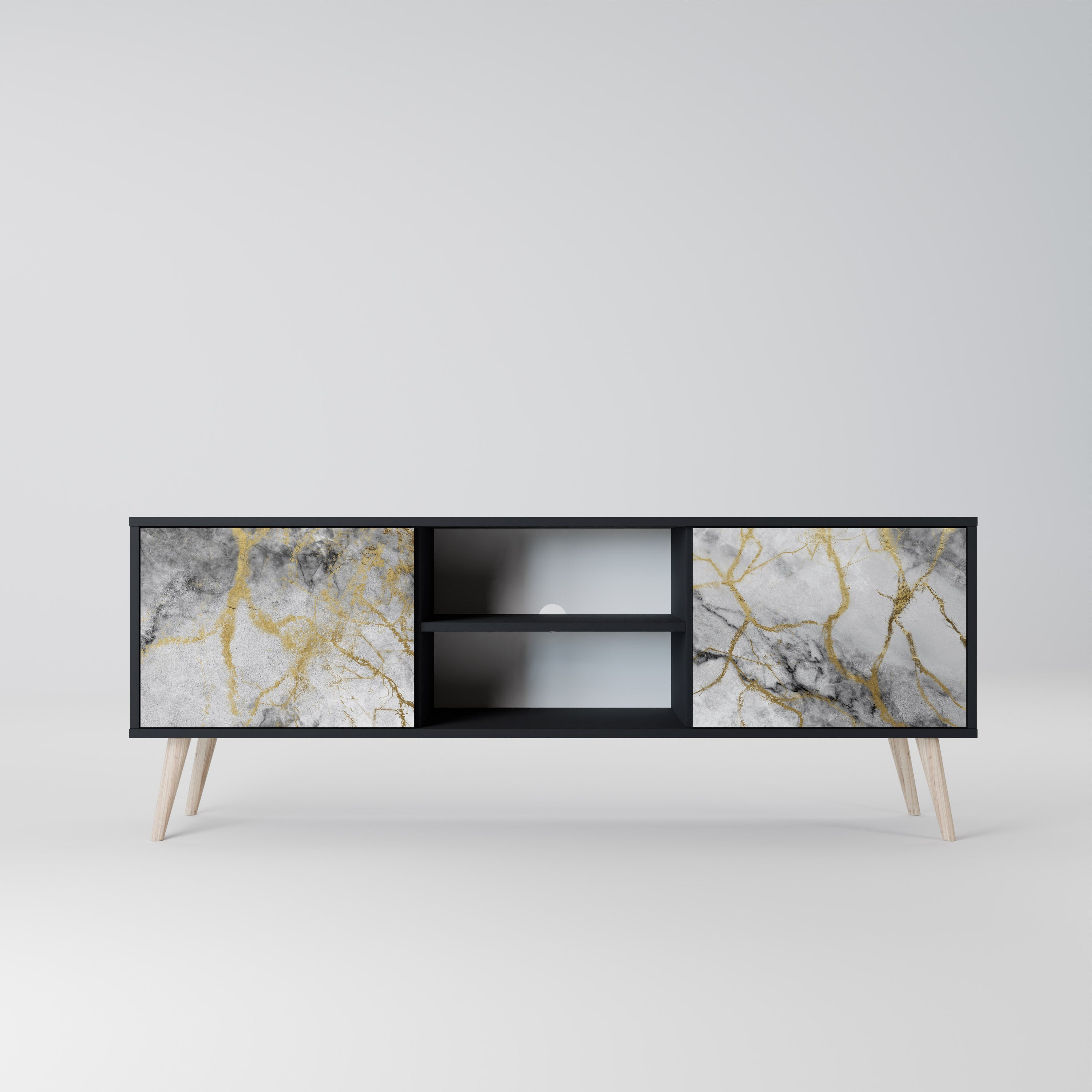 TIMELESS GLIDE 2-dörrars TV-bänk i svart finish