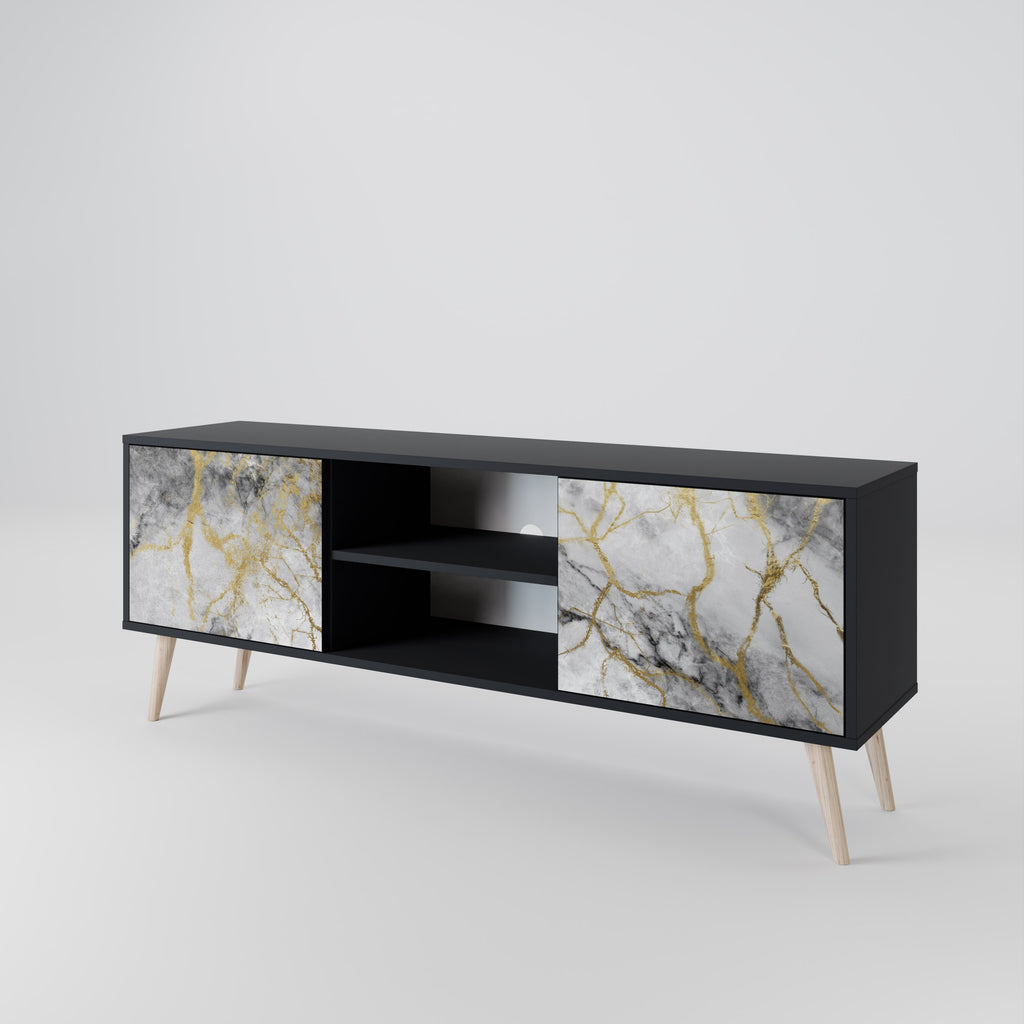 TIMELESS GLIDE 2-dörrars TV-bänk i svart finish