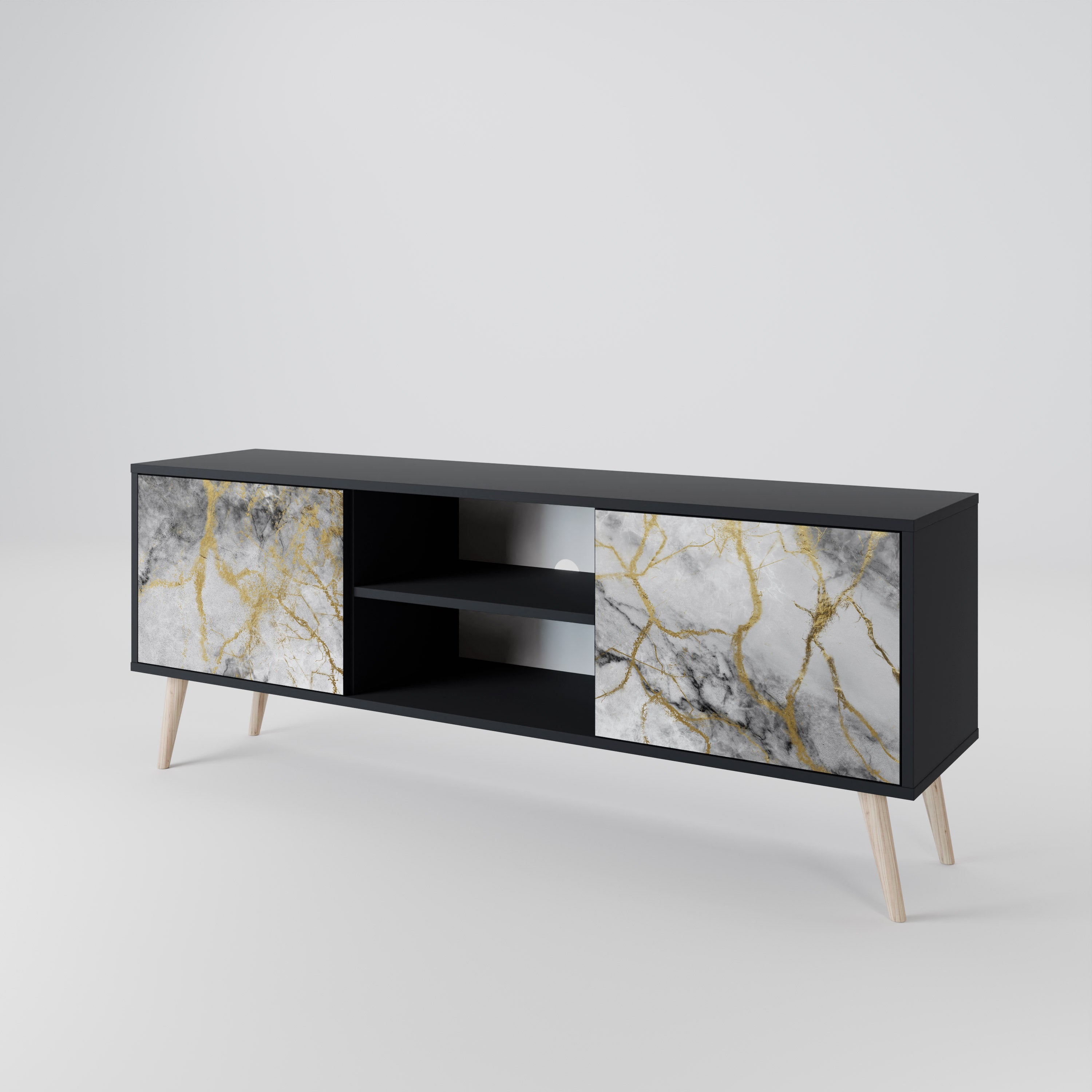 TIMELESS GLIDE 2-dörrars TV-bänk i svart finish