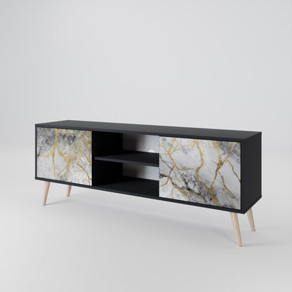 TIMELESS GLIDE 2-dörrars TV-bänk i svart finish