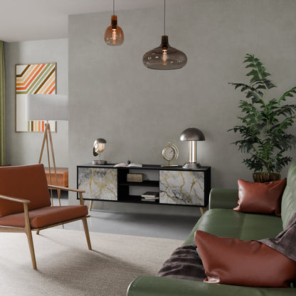 TIMELESS GLIDE 2-dörrars TV-bänk i svart finish