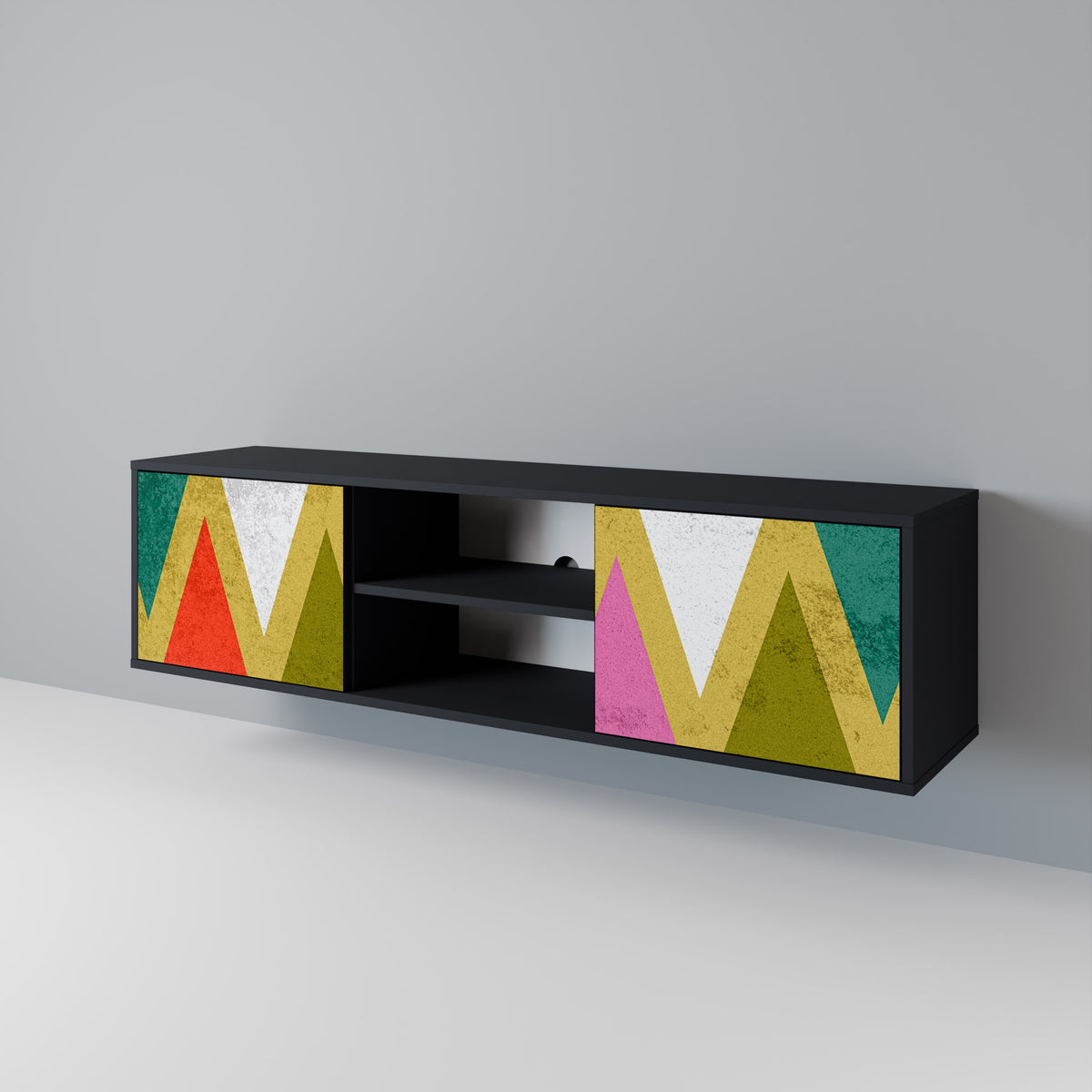 COLORFUL TRIANGLES TV-bänk med två dörrar