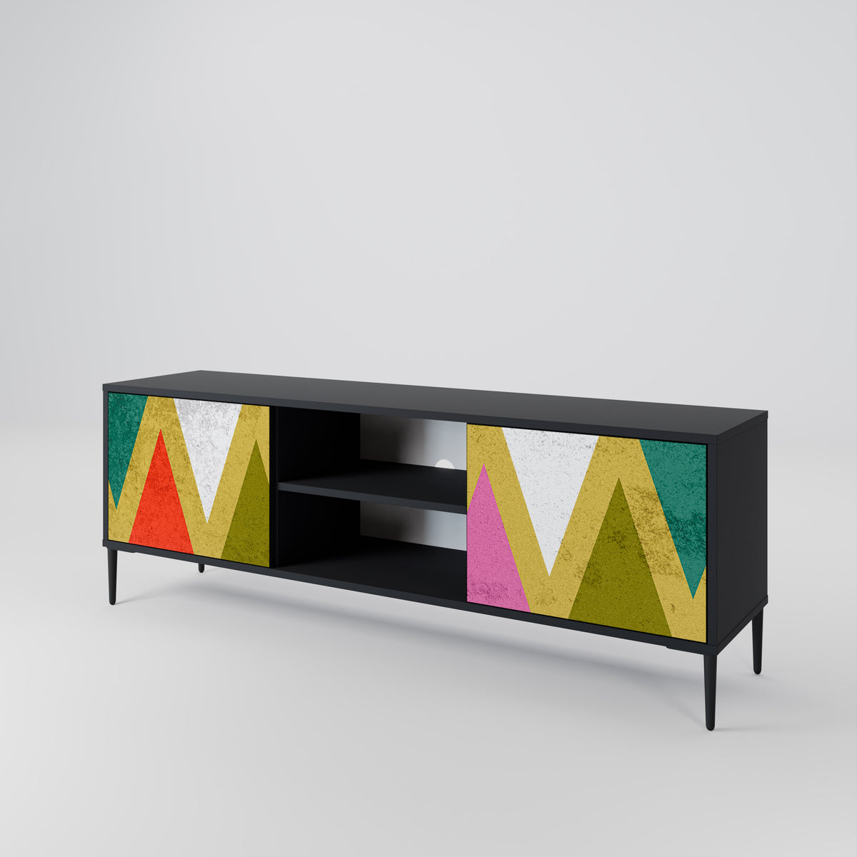 COLORFUL TRIANGLES TV-bänk med två dörrar
