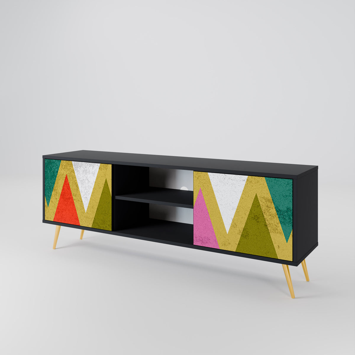COLORFUL TRIANGLES TV-bänk med två dörrar