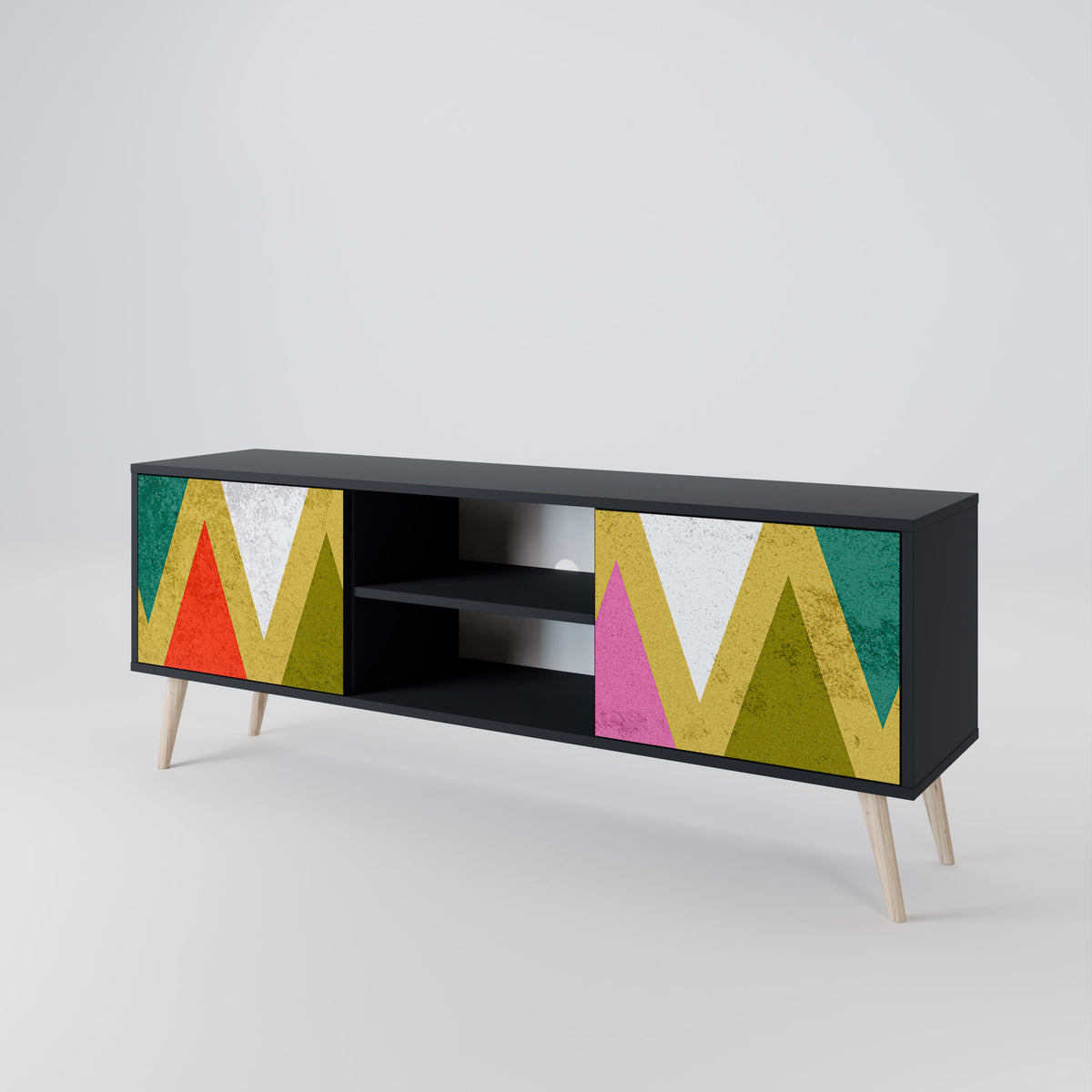 COLORFUL TRIANGLES TV-bänk med två dörrar