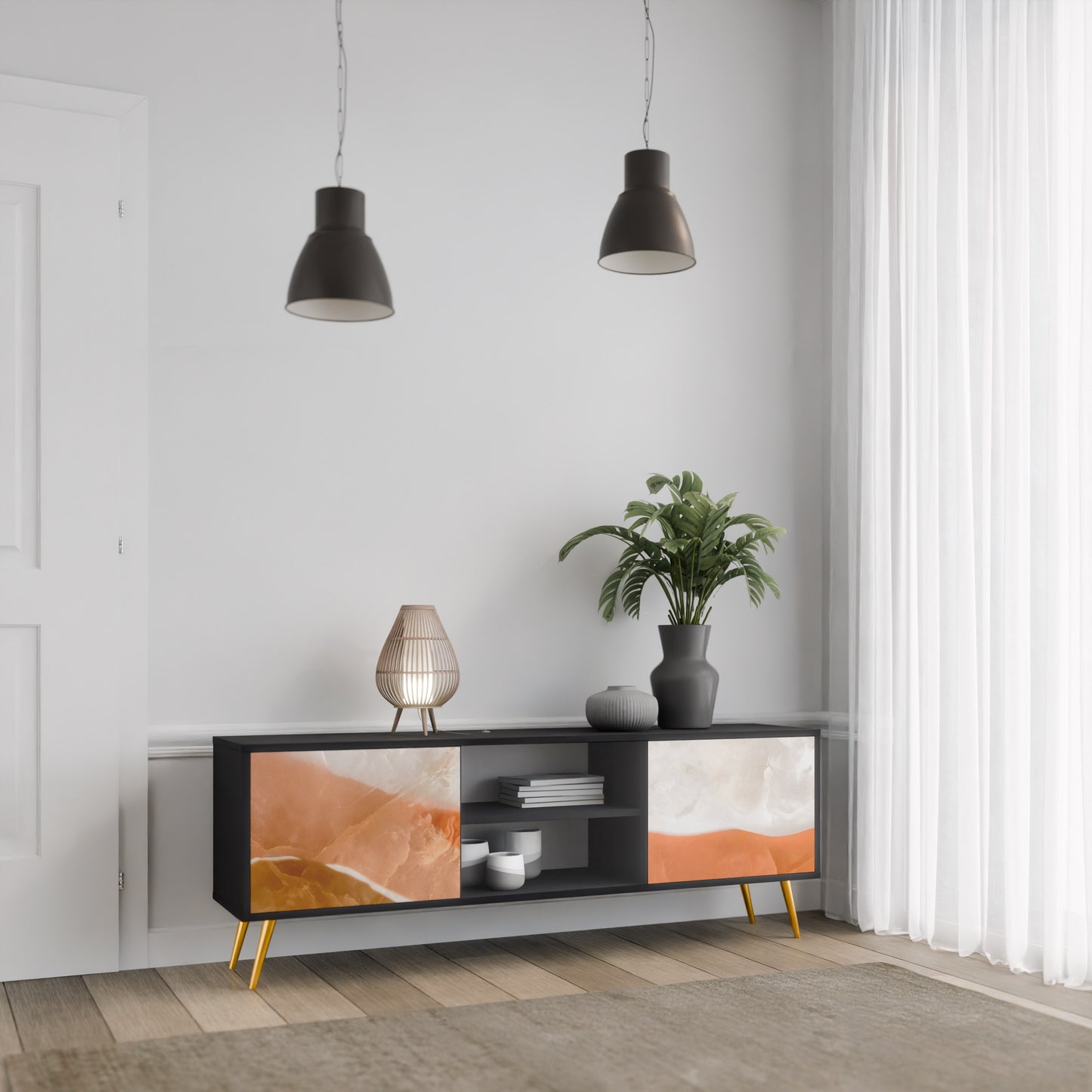 SANDHILLS SPLENDOR 2-dörrars TV-bänk i svart finish