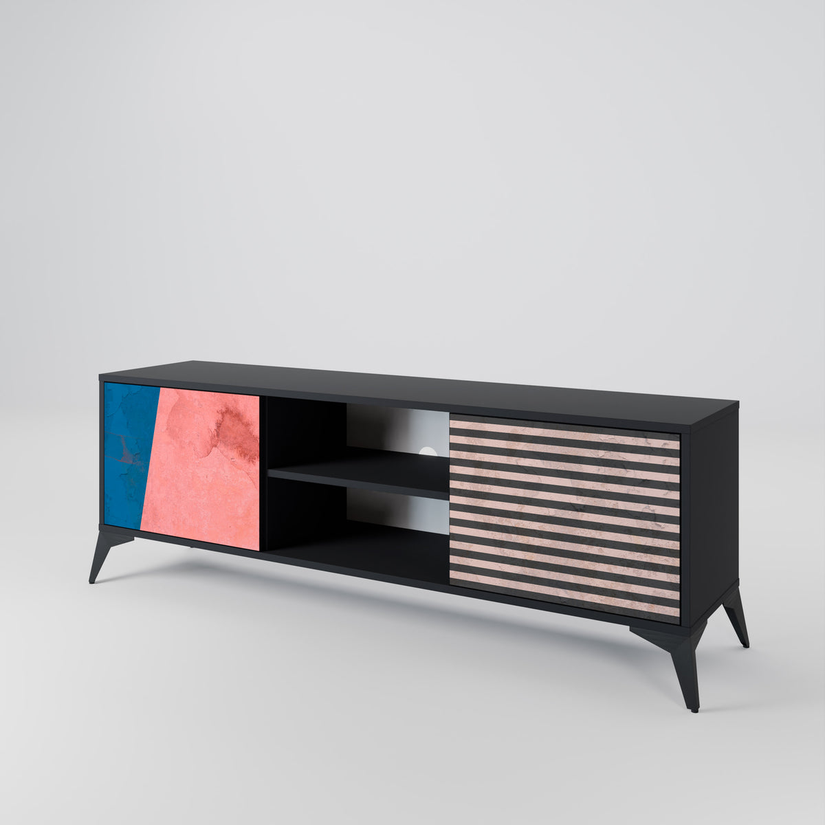 GLAMOROUS STRIPE TV-bänk med två dörrar