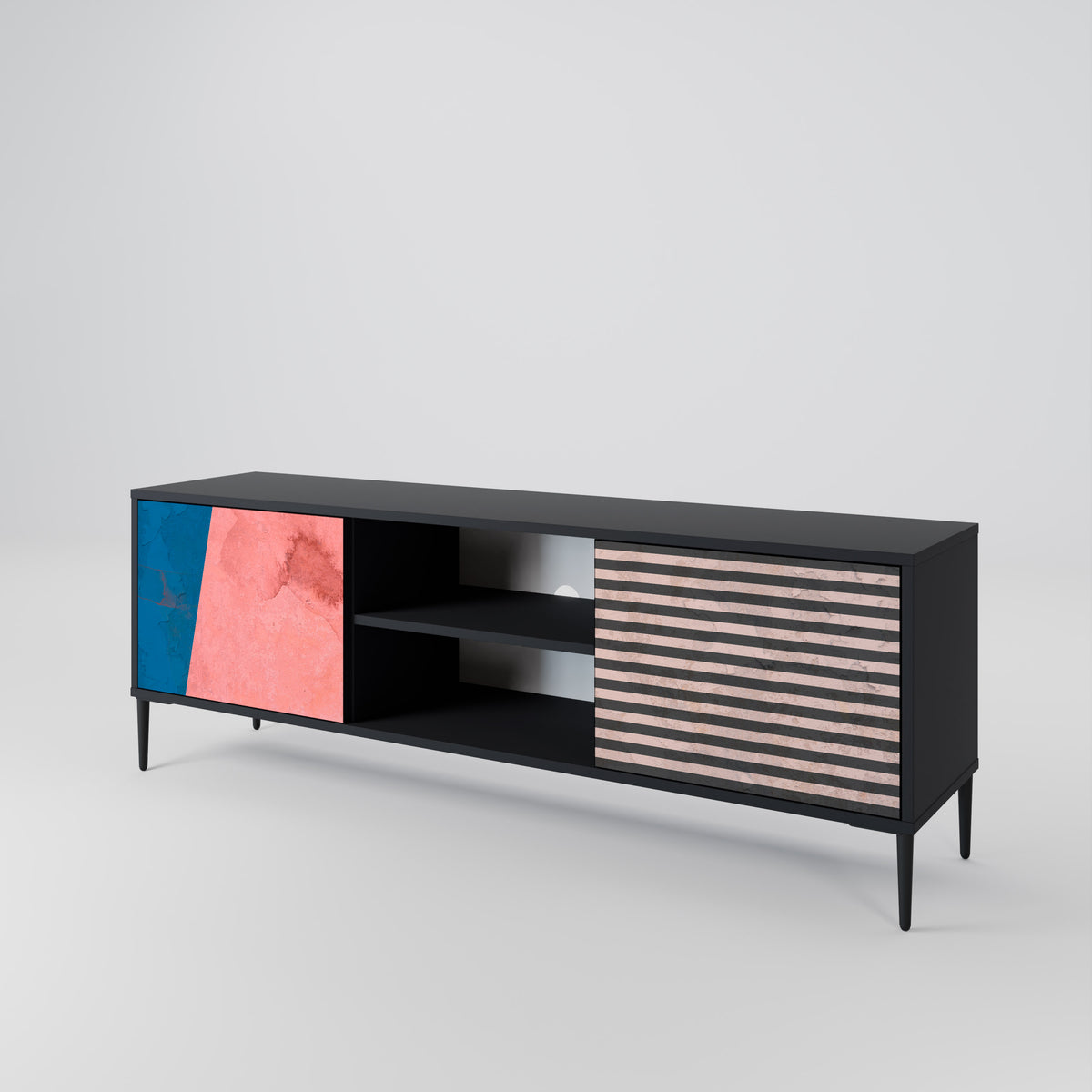 GLAMOROUS STRIPE TV-bänk med två dörrar