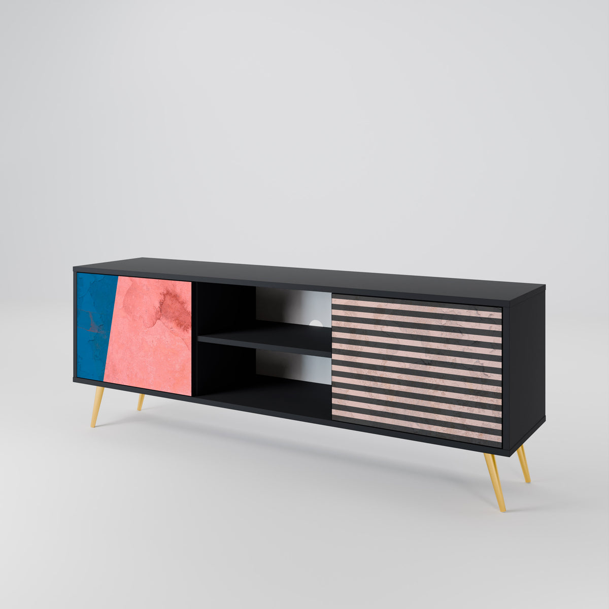 GLAMOROUS STRIPE TV-bänk med två dörrar