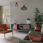 GLAMOROUS STRIPE 2-Door TV Stand in Black Finish