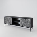 TEMPORARY SEQUENCE 2-Door TV Stand in Black Finish